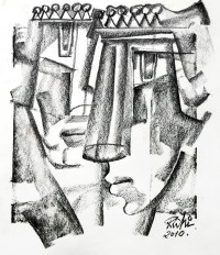 Mansoor Rahi, 14 x 16 Inch, Charcoal on Paper, Figurative Painting, AC-MSR-012